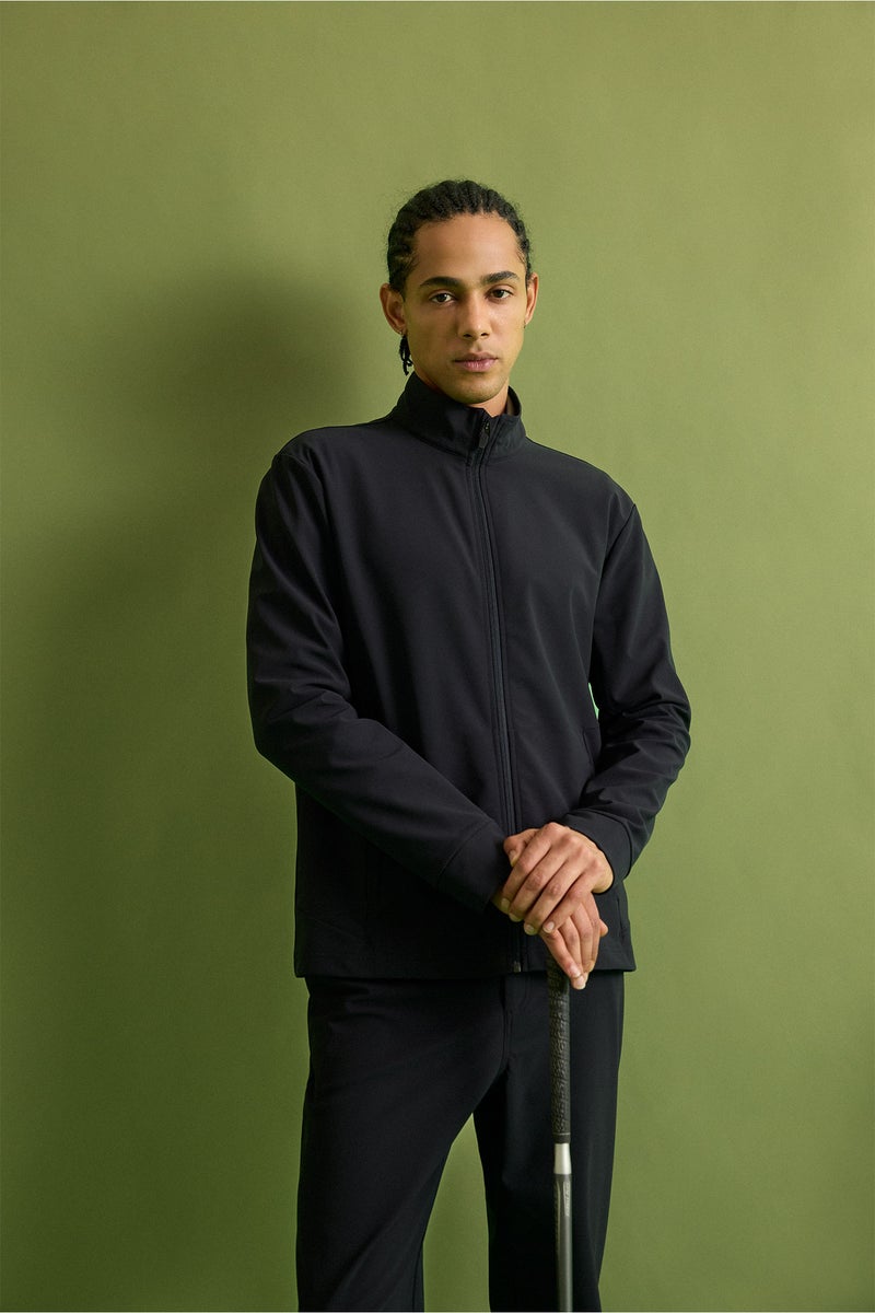 DeFacto Black Man Standard Fit High Neck Zip-Up Sweatshirt Casual - Image 3